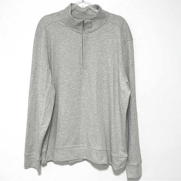 Tommy Bahama Martinique Half Zip XL Light Heather Gray 100% Pima Cotton - Picture 1 of 9